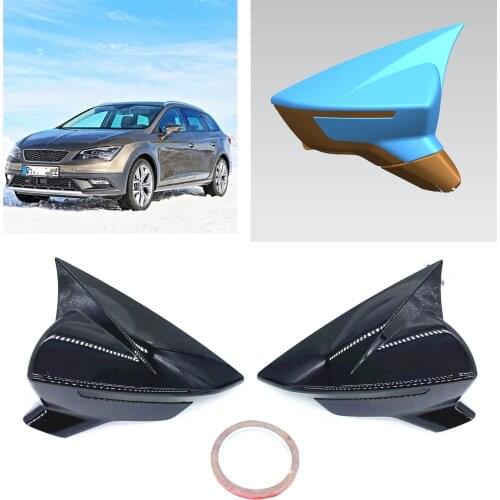 Rearview Mirror Cover Trim For Seat Leon Mk3 5F Ibiza MK5 2013-2019 Exterior Door Window Side Add On Glossy Black Rear View Caps