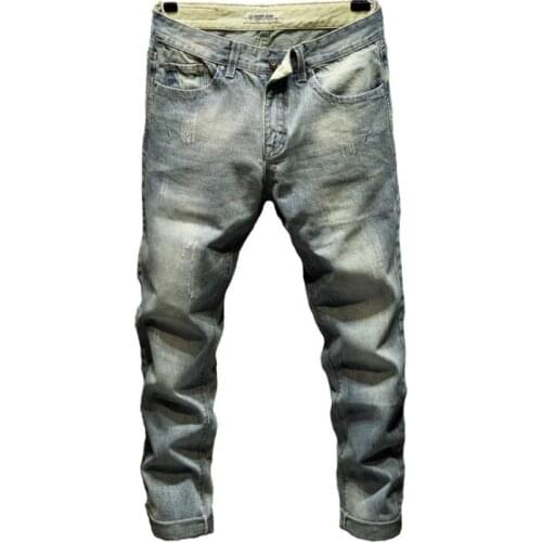 Cheap Retro loose jeans men biker jeans men trousers male denim pants masculino motorcycle fashion designer