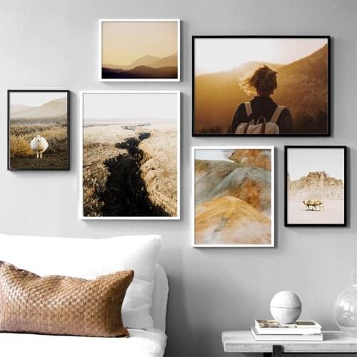 Girl Car Desert Camel Mountain Sheep Quotes Wall Art Canvas Painting Nordic Posters And Prints Wall Pictures For Living Room
