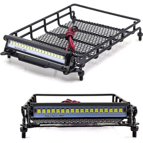 For MN D90 D91 D99 MN90 MN99S 1/12 RC Car Upgrade Parts Metal Luggage Carrier Tray Roof Rack with LED Light Accessories