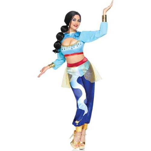 Adult Carnival Clothing Girls Aladdin Jasmine Princess Costume Aladdin Cosplay Halloween Party Suit Dress