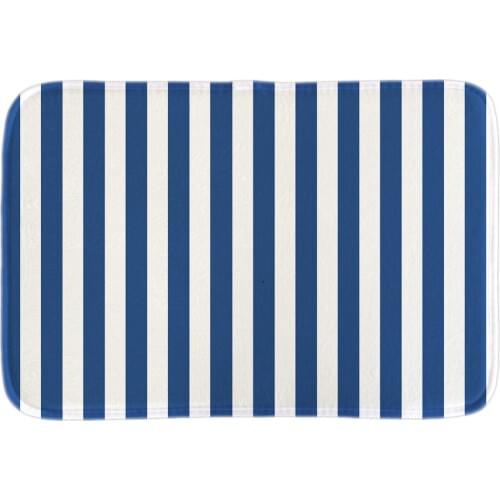 Welcome Doormat Designed With Cobalt Blue White Striped Soft Lightness Indoor Outdoor Door Mats Short Plush Fabric Bathroom Mats