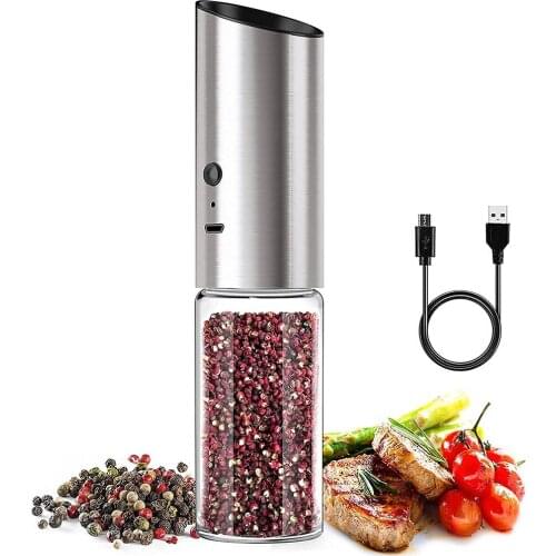 Electric Salt and Pepper Grinder USB Rechargeable Grinder Set Gravity Eletric Pepper Mill Shaker Steel Automatic Spice Machine