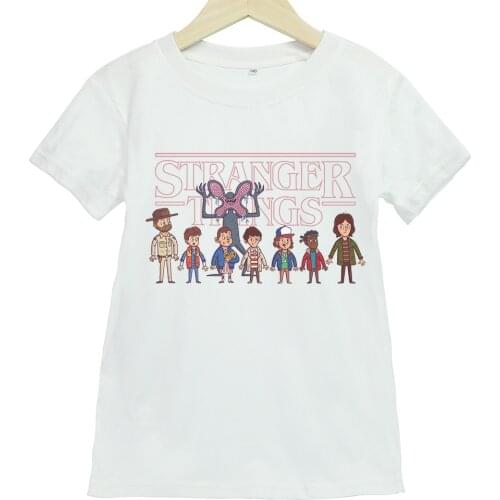 Stranger Things Cartoon Print Short-sleeved T-shirt Boys and Girls Summer Sports and Leisure Short-sleeved T-shirt Kids Clothes