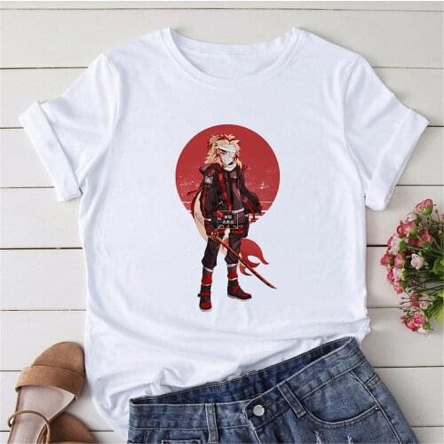 Anime Demon Slayer Kimetsu No Yaiba T Shirt Women Kawaii Demon Slayer Tshirt Rengoku Kyoujurou Print Graphic Tees Female