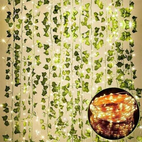 2m Artificial Leaves Ivy Leaf Fairy String Lights 20 LED Bedroom Decor Curtain Light Garland Wedding Party Decorative Lights