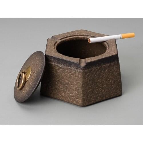 Creative vintage ceramic ashtray Pastoral simple large capacity ashtray