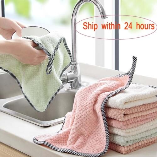 Kitchen Dish Cloth Non-Stick Oil Household Cleaning Towel Dish Cloth Wipe Super Absorbent Microfiber Cleaning Cloth Kichen Tools