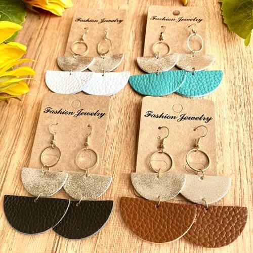 Minimalism Semicircle Geometric Genuine Leather Dangle Drop Earrings for Women Trendy Jewelry Girl Party Gift Accessories Newest