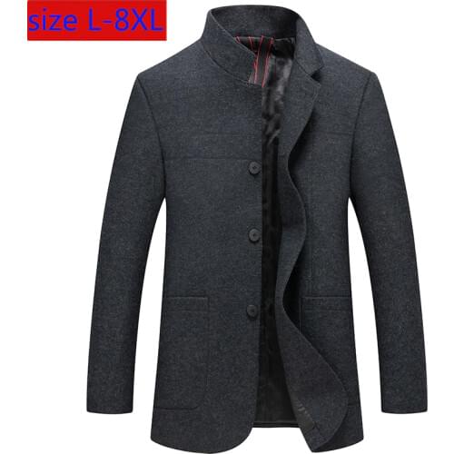 New Arrival Fashion High Quality Wool Overcoat Super Large Casual Windbreaker Mandarin Collar Padded Jacket Plsu Size L-7XL 8XL
