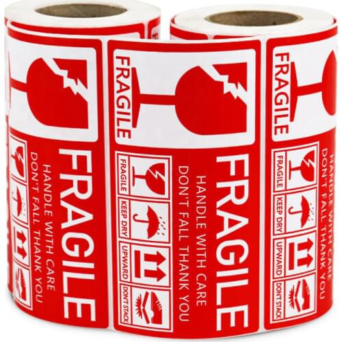 Label roll type fragile product warning sticker, carefully handle the logistics label, copperplate sticker, carton sealing stick