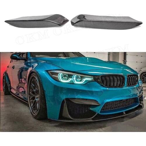 2PCS Carbon Fiber Front Bumper Lip Splitters Flap Cupwings for BMW 3Series F80 M3 4Series F82 F83 M4 2012-2017 FRP car styling