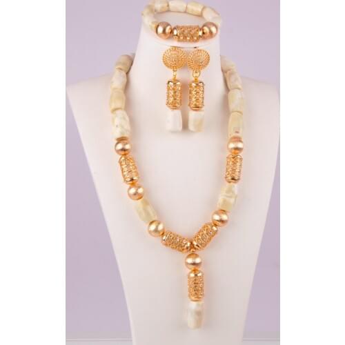 Nigeria New Bride Wedding Natural White Coral Necklace Wedding Dress Accessories African Wedding Banquet Jewelry Set AU-63