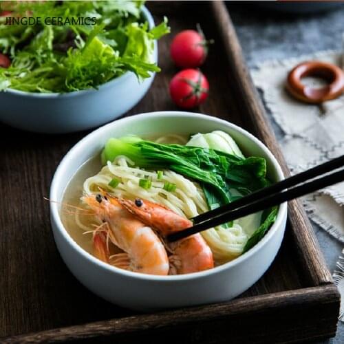 Nordic exquisite ceramic salad bowl, simple texture, 6-inch home noodle vegetable soup bowl, eight colors to choose from