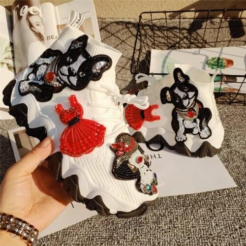 2021 new heavy industry thick-soled high-top casual shoes old shoes fashion tide brand elastic knitted socks shoes women