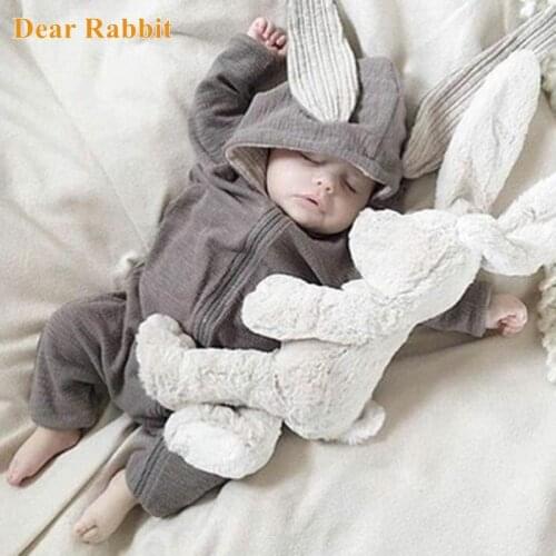 2021 New born Spring Autumn Baby Clothes Bunny Baby Rompers Cotton Hoodie Newborn Girl Onesie Fashion Infant Costume Boy Outfits