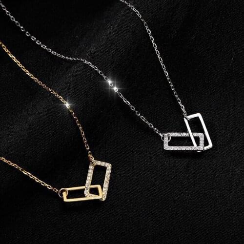 Charm Female Necklace Shiny Rectangular Pendant Inlaid Cubic Zirconia Choker Gift For Girls Exquisite Jewelry Gifts Accessories