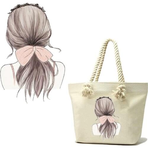 DIY Heat Transfer Cute Girl Iron-On Transfers Flowers Badges Clothing Deco Diy Accessory Washable New Design Heat Transfer Patch