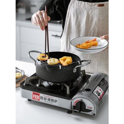Japanese tempura oil fryer filter rack household small oiler fryer kitchen cooking pot deep fried dishes pan oilcan