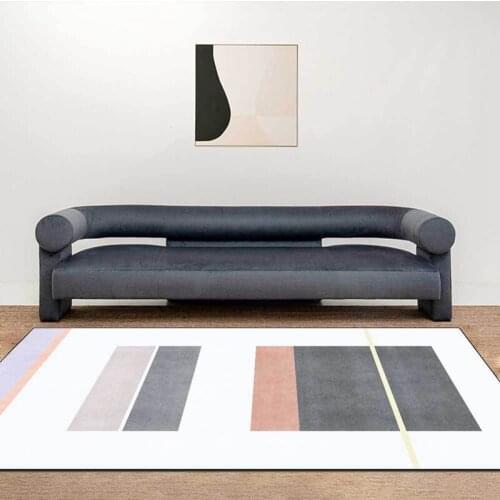 Simple Rough Stripes Living Room Area Rug Gray White Geometric Soft Plush Carpet Nordic Style Bedroom Bedside Non-Slip Floor Mat