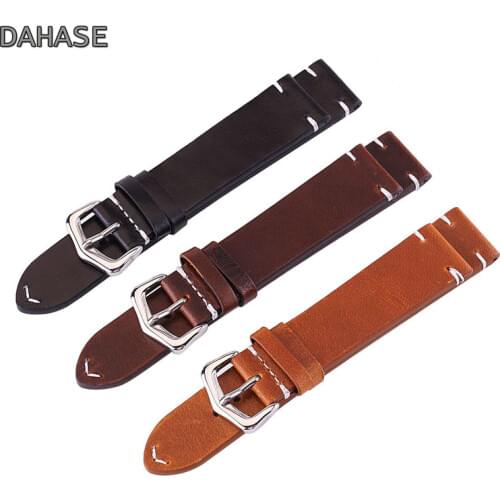 18mm 19mm 20mm 21mm 22mm 24mm Retro Calf Leather Watch Band Watch Strap Genuine Leather Strap Watchbands Belt with Spring Pins