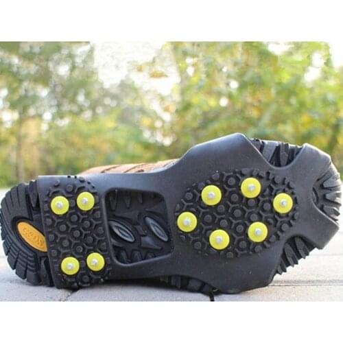 Ice Snow Shoe Rubber Spikes Anti Slip 10-stud Crampons Stretch Footwear Ice Gripper Winter Shoes Boots Walking Fishing Tools