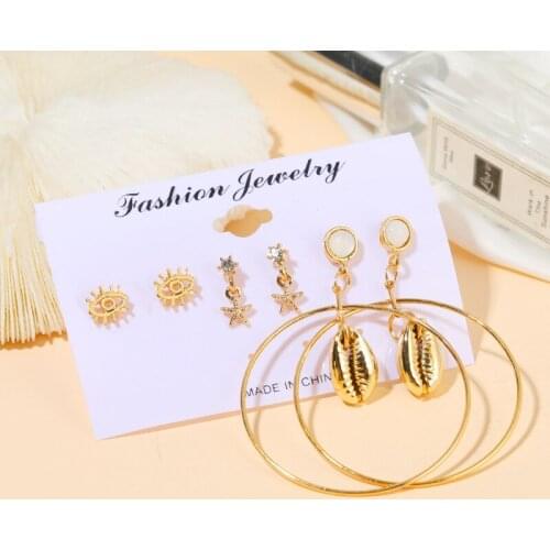 Punk Girl Suit Earrings New Fashion Wild Personality Starfish Shell Big Ear Hoop Suit Earrings Womens Clothing Manufacturer