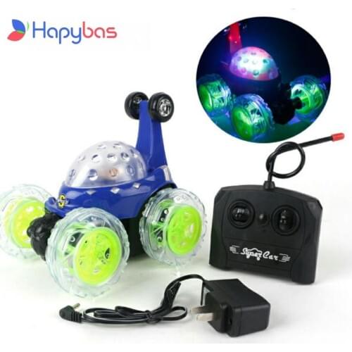 Big size Stunt Car with Light Music Remote Control Toy Electric Toy Dancing Dump Car Dumper Rolling Rotating Wheel Vehicle Truck