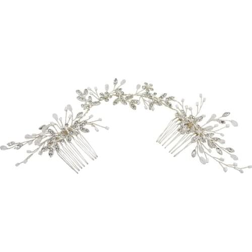 Handmade Silver Color Bridal Long Hair Comb Rhinestone Accessories Women Headpiece Wedding Hair Ornament