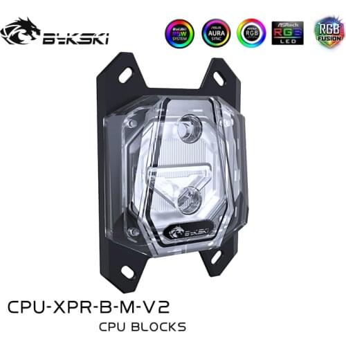 Bykski PC water cooling CPU cooler processor water block for AMD Ryzen3/5/7 X470 RGB micro channel Acrylic 5v ARGB