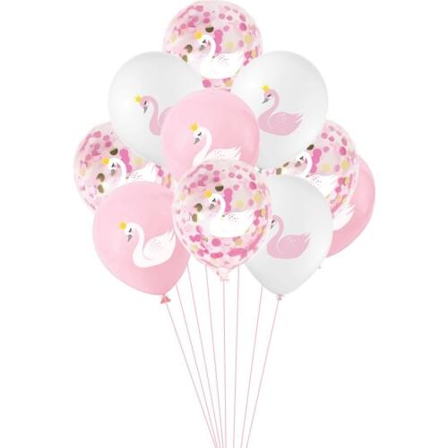 10pcs Swan Balloon Pink and White Balloons Confetti Balloon for Birthday Party Bridal Baby Shower Engagement Wedding Party Decor