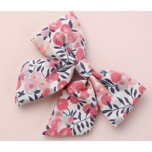 Spring Floral Baby Hair Bows Handmade Cotton Bow Clip Easter Hair Clips, Infant Girls, Newborn, Baby Shower Gift BB028S