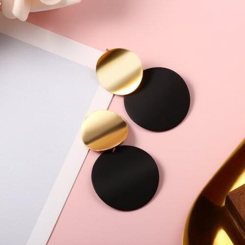 ZWC Simple Circle Acrylic Leopard Boho Resin Acetate Earrings 2019 Trendy Statement Vintage Metal Drop Earring For Women Gift