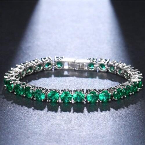ORZTOON Vintage Elegant Clear Green Zircon Bracelets for Women Silver Color Brass Chain Bracelet Trendy Female Jewelry Gift 2021