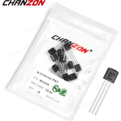 10Pcs BF245A TO-92 N-Channel JFET RF Transistor Bipolar Junction BJT Field Effect Triode Tube Fets 10mA Integrated Circuits