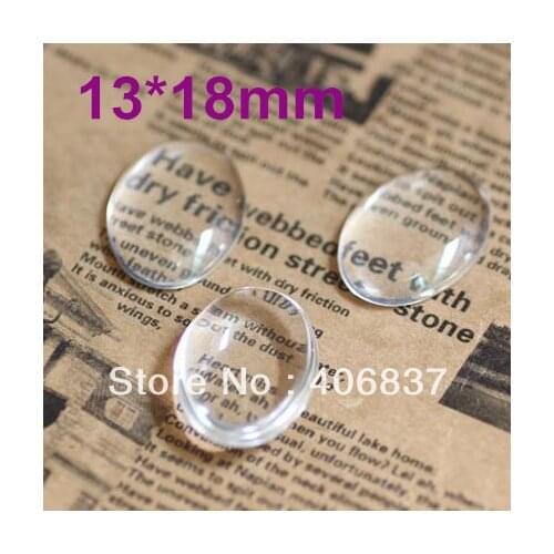 100pcs/lot, Good Quality 13X18mm Dome Oval Transparent Clear Magnifying Glass Cabochon