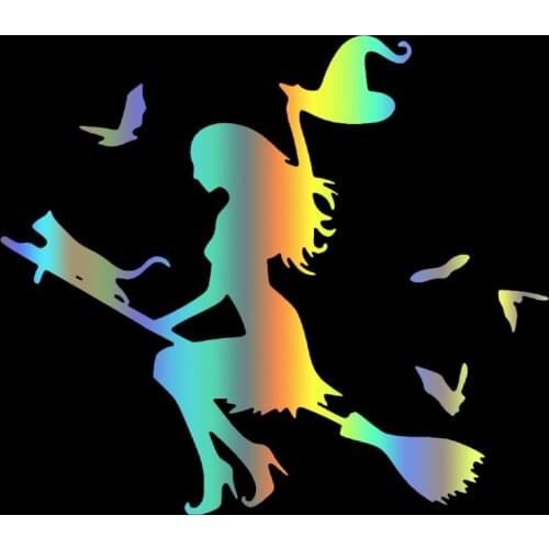 CS-280#15*17cm The witch on a broomstick funny car sticker and decal white/black vinyl auto car stickers
