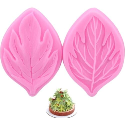 2pcs/set Maple Leaf Veiner Silicone Mold High Quality Fondant Cake Mold Sugar Fondant Tool Cake Decorating Moulds