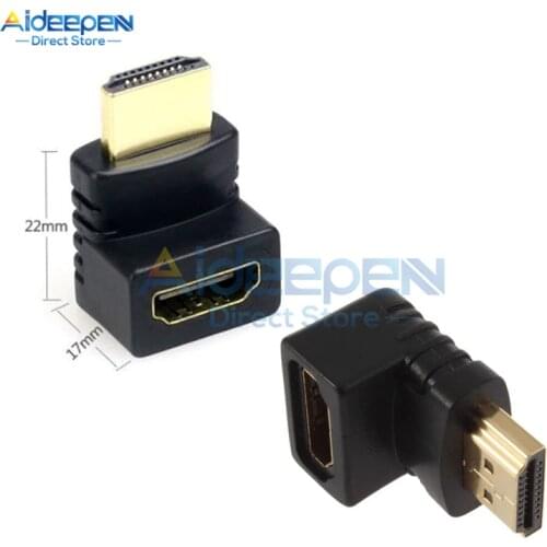 2Pcs/lot 90/270 Degree HDMI-compatible Right Angle Male to Female Adapter Connector For 1080P HDTV Cable Adaptor Converter
