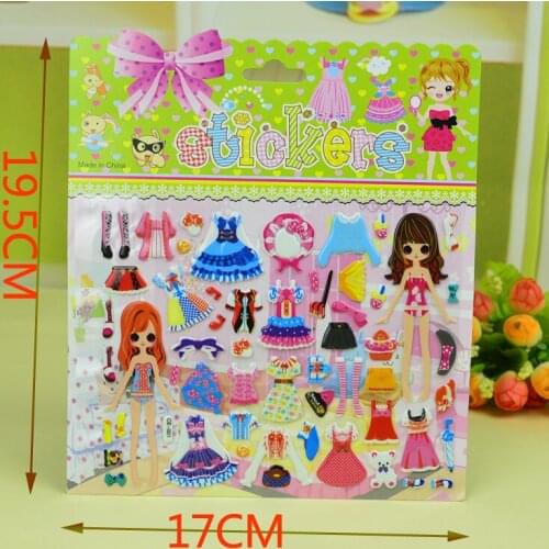 3 x Lovely novelty girl clothes change princess doll mate cute stickers