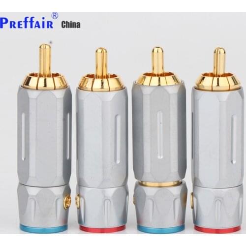 4PCS 24K gold Plated RCA Audio Plug Analogue Cable Connector HIFI 10mm cable rca plug