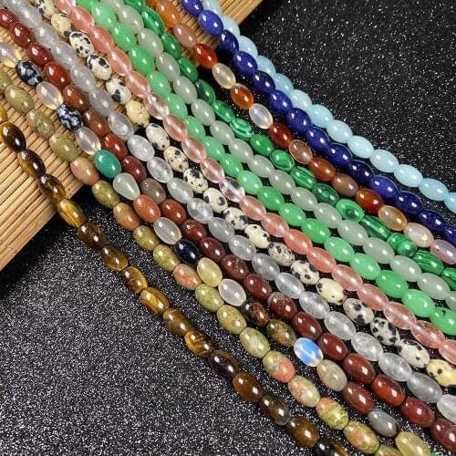 Natural Stone Rice Shape Tiger Eye Opal Beads For Women Jewelry Making DIY Necklace Bracelet Accessories 44 Pcs /strand