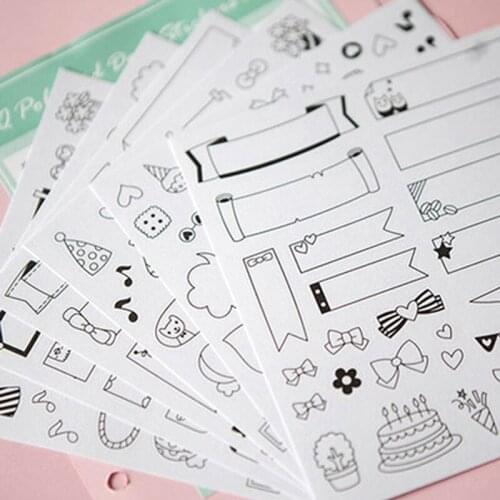 6 Sheets/lot Calendar Paper Sticker Diy Scrapbooking Diary Sticker Toy for Kids Stationery Memo Cute School Supplies