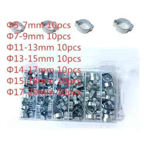 70Pcs Double Ear O Clips Clamps Steel Zinc Plated Assortment For Hydraulic Hose Fuel