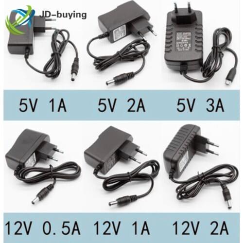 1pcs 100-240V AC to DC Power Adapter Supply Charger adapter 5V 12V 1A 2A 0.5A EU Plug 5.5mm x 2.5mm/5v3aDC Plug Micro USB