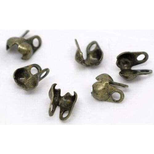 Free shipping!!!!!Bronze Tone Calottes End Crimps Beads Tips 4x3.5mm