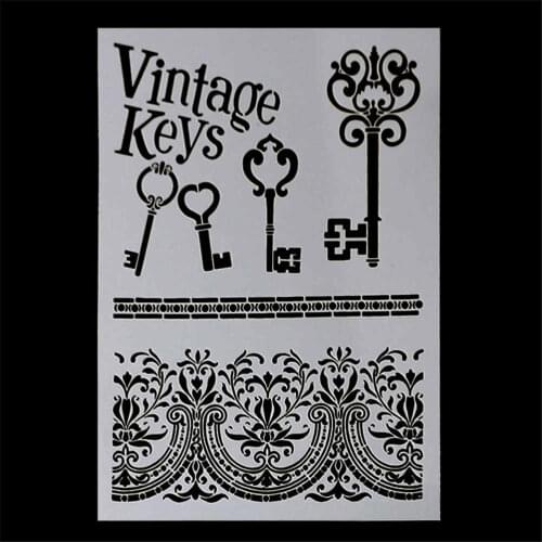 Decorative Embossing lace frame vintage keys Craft Layering Stencils For Walls Painting Scrapbooking Stamping Stamp Album