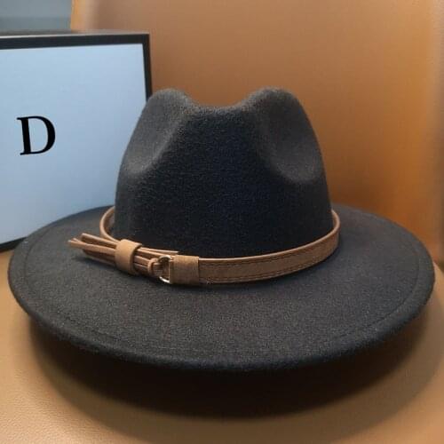 HT230 Colorful Fall Winter Vintage Classic Retro Jazz Ladies Warm Female Fashion Fedoras Bucket Felt Caps Flat Top Hat