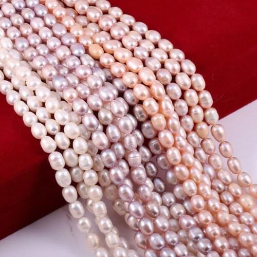 Fine 100% Natural Freshwater Pearl Rice Shape Punch Loose Beads For Jewelry Making DIY Charm Bracelet Necklace Accessories Gifts