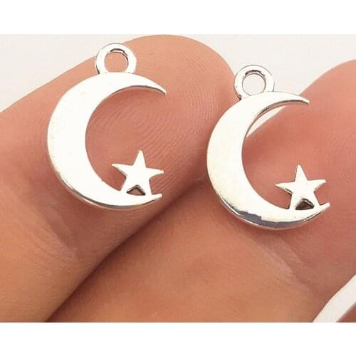 JINDINSP 20pcs 17x11mm Antique Silver Color Moon Stars Charms Pendant For Jewelry Making DIY Jewelry Findings